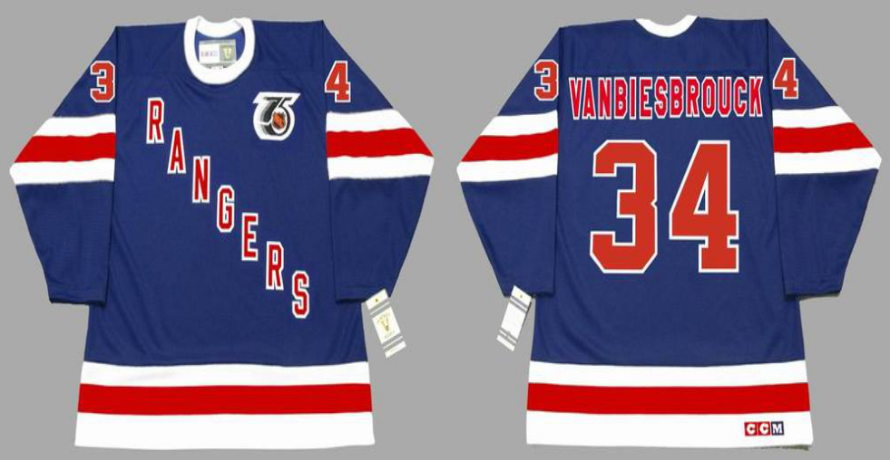 2019 Men New York Rangers #34 Vanbiesbrouck blue CCM NHL jerseys